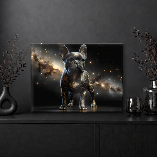 Tableau Bouledogue Français Noir & Or