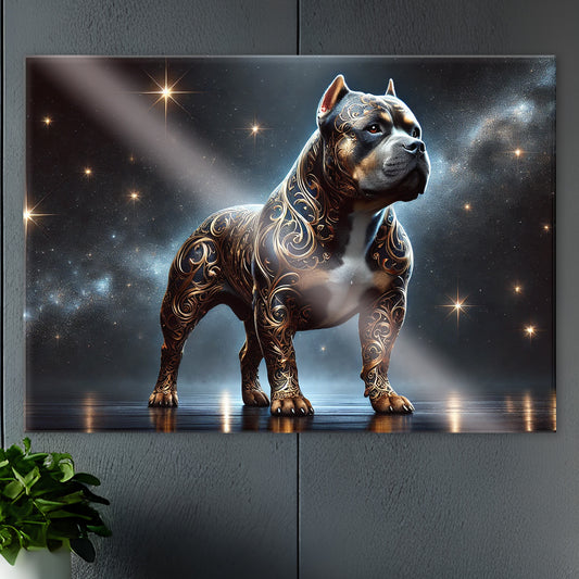 American Bully Majestueux – Tableau Noir & Or