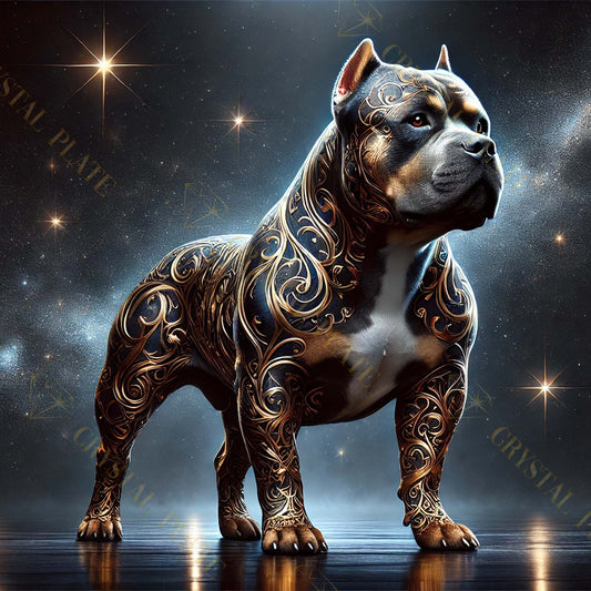 American Bully Majestueux – Tableau Noir & Or