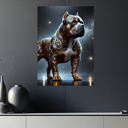 American Bully Majestueux – Tableau Noir & Or