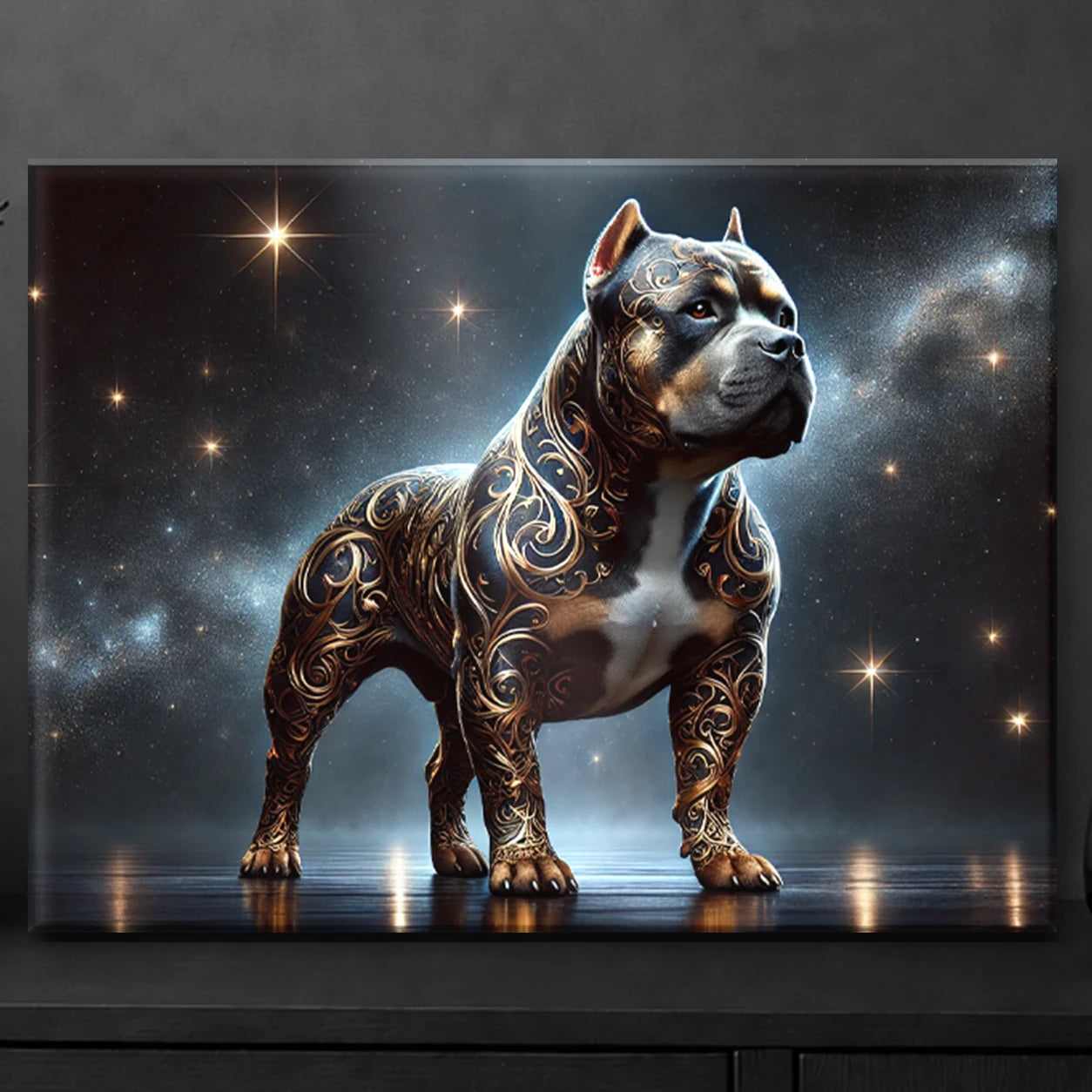 Tableau American Bully Noir & Or