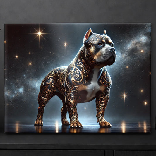 Tableau American Bully Noir & Or