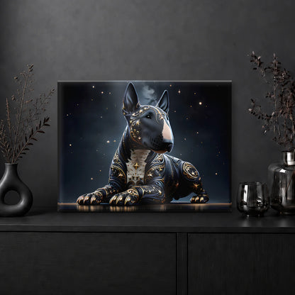 Tableau Bull Terrier Noir & Or