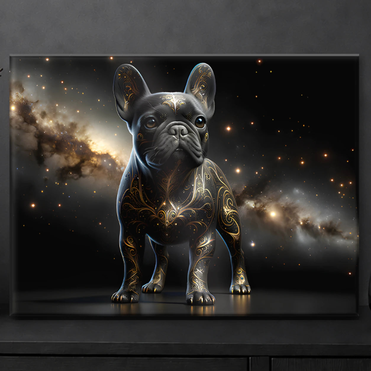 Tableau Bouledogue Français Noir & Or