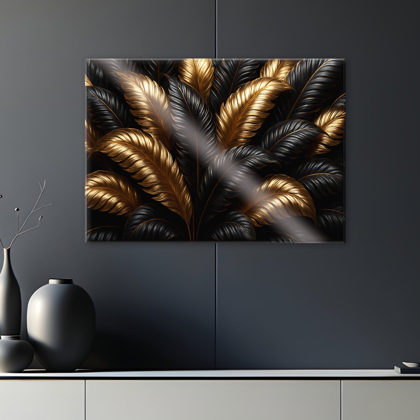 Feuilles d’Ébène – Tableau Noir & Or