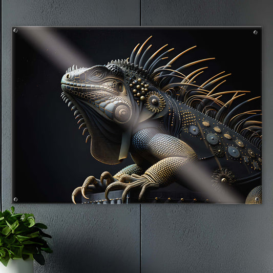 Iguane Impérial – Tableau Noir & Or